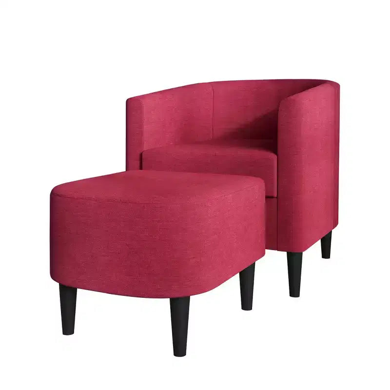 Poltrona e Pouf Accent in Lino – Cuscino in Schiuma, 5 Colori, Stile Moderno