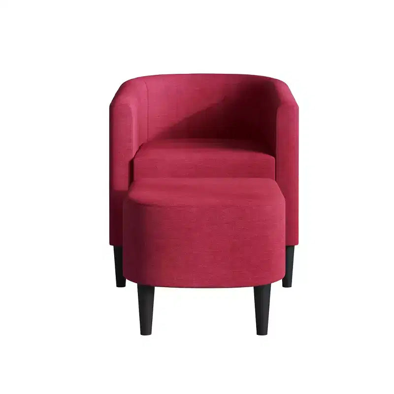 Poltrona e Pouf Accent in Lino – Cuscino in Schiuma, 5 Colori, Stile Moderno