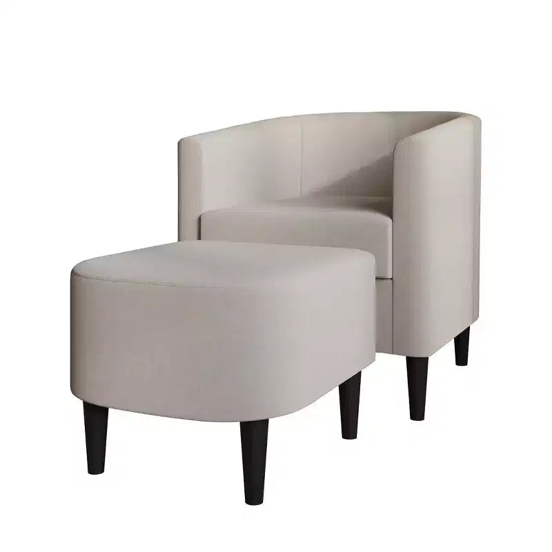 Poltrona e Pouf Accent in Lino – Cuscino in Schiuma, 5 Colori, Stile Moderno