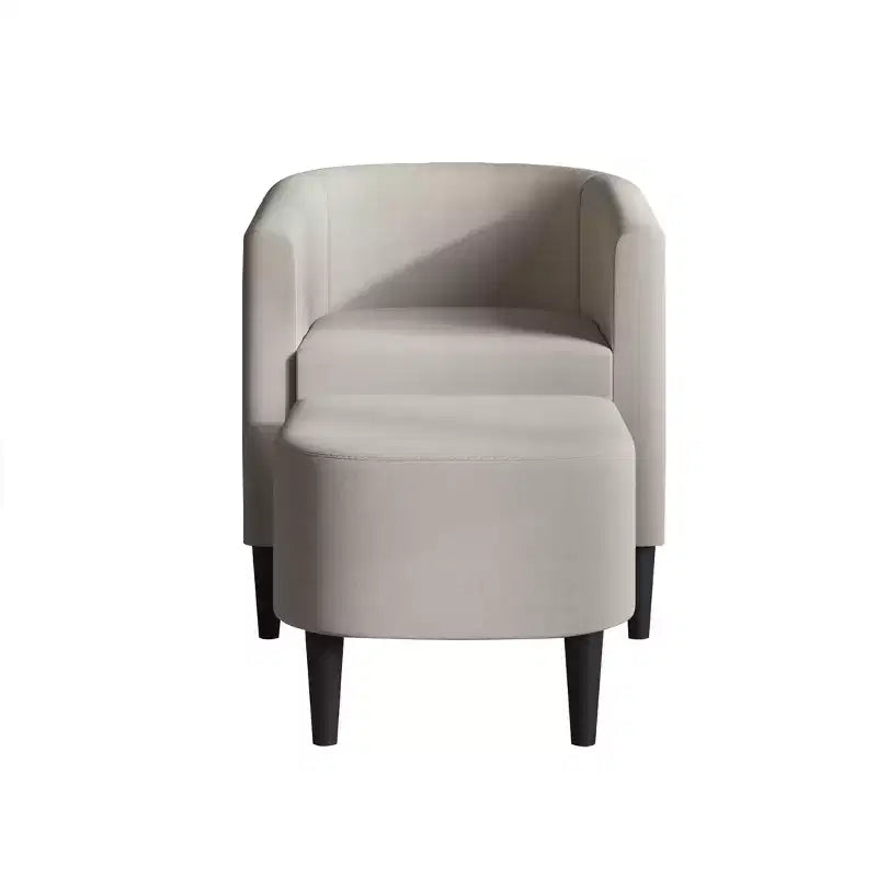 Poltrona e Pouf Accent in Lino – Cuscino in Schiuma, 5 Colori, Stile Moderno