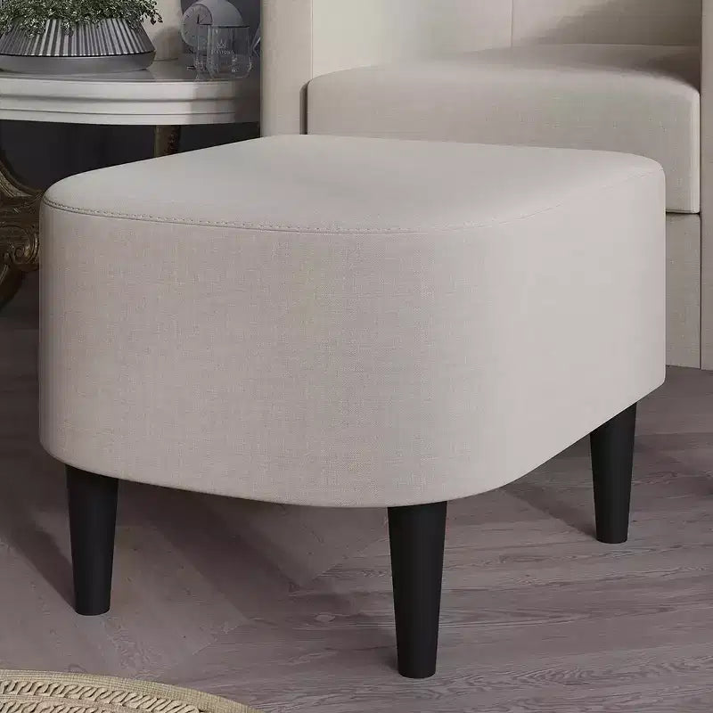 Poltrona e Pouf Accent in Lino – Cuscino in Schiuma, 5 Colori, Stile Moderno