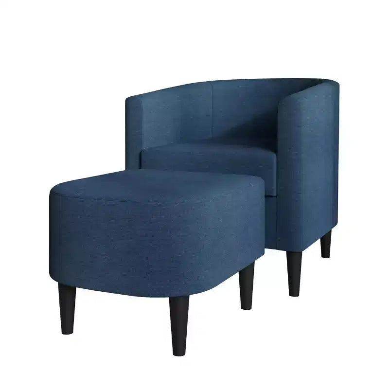 Poltrona e Pouf Accent in Lino – Cuscino in Schiuma, 5 Colori, Stile Moderno