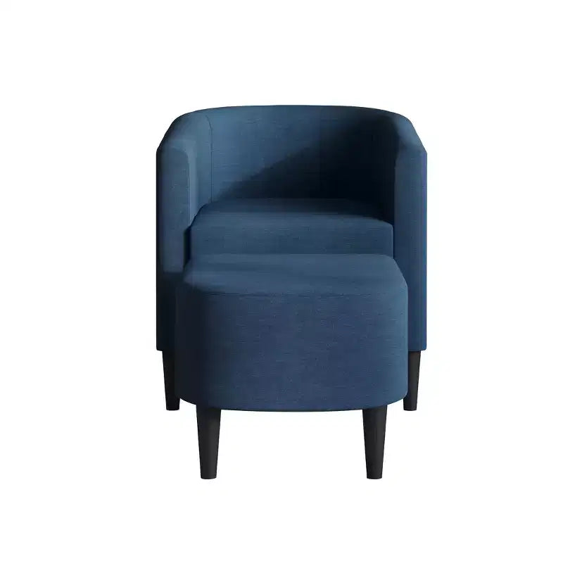 Poltrona e Pouf Accent in Lino – Cuscino in Schiuma, 5 Colori, Stile Moderno