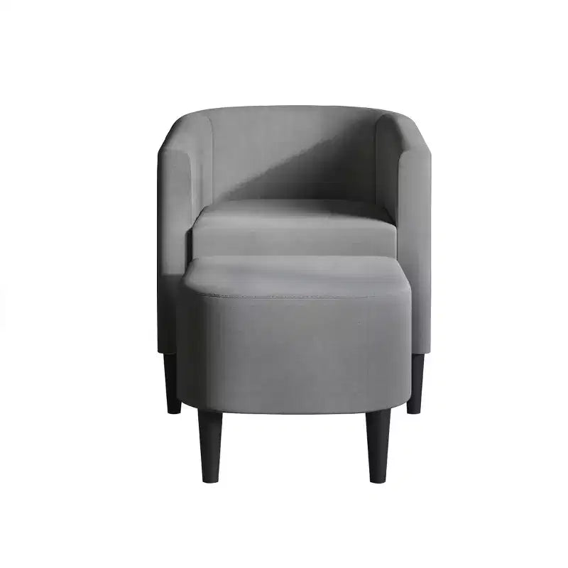 Poltrona e Pouf Accent in Lino – Cuscino in Schiuma, 5 Colori, Stile Moderno