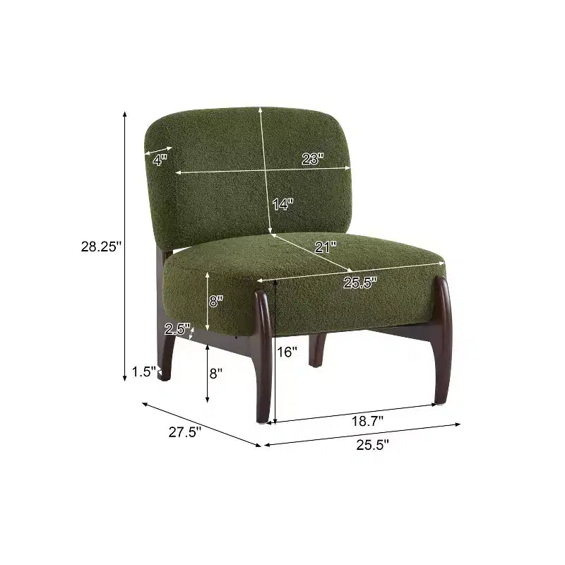 Poltrona d'accento rivestita in Bouclé – Struttura in legno di caucciù, design moderno e minimalista