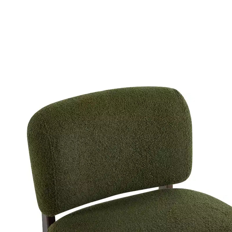 Poltrona d'accento rivestita in Bouclé – Struttura in legno di caucciù, design moderno e minimalista