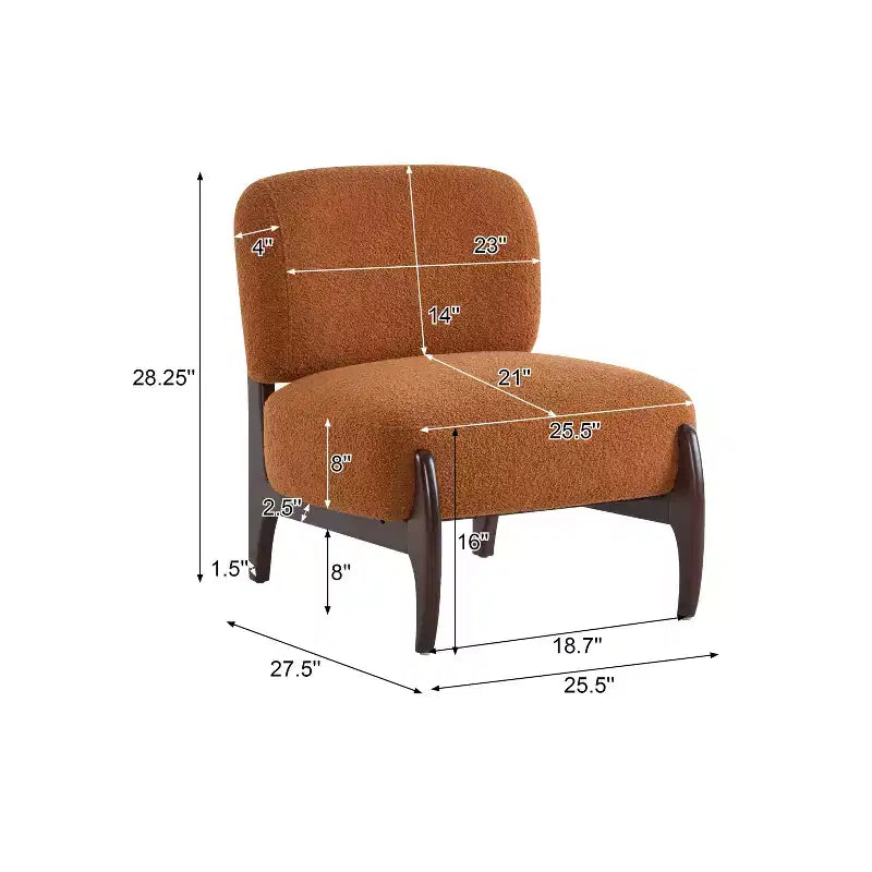 Poltrona d'accento rivestita in Bouclé – Struttura in legno di caucciù, design moderno e minimalista