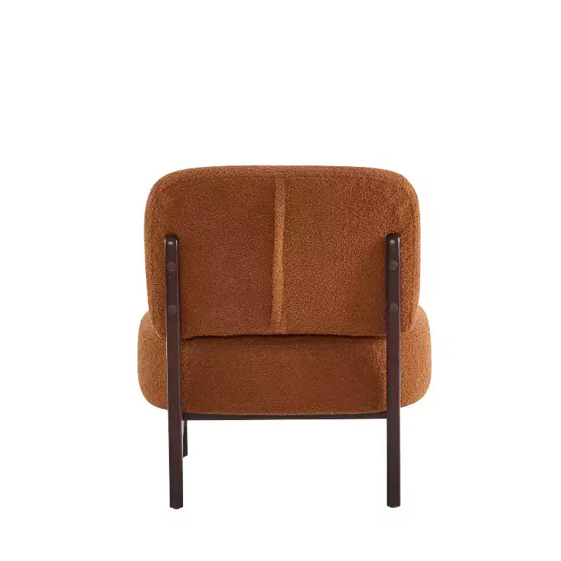 Poltrona d'accento rivestita in Bouclé – Struttura in legno di caucciù, design moderno e minimalista