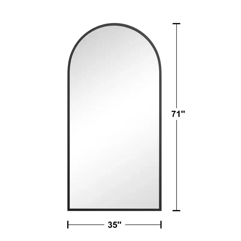 Specchio rettangolare a figura intera con cornice in legno massello - Cornice nera 180x90x2 cm (Supporto non incluso)