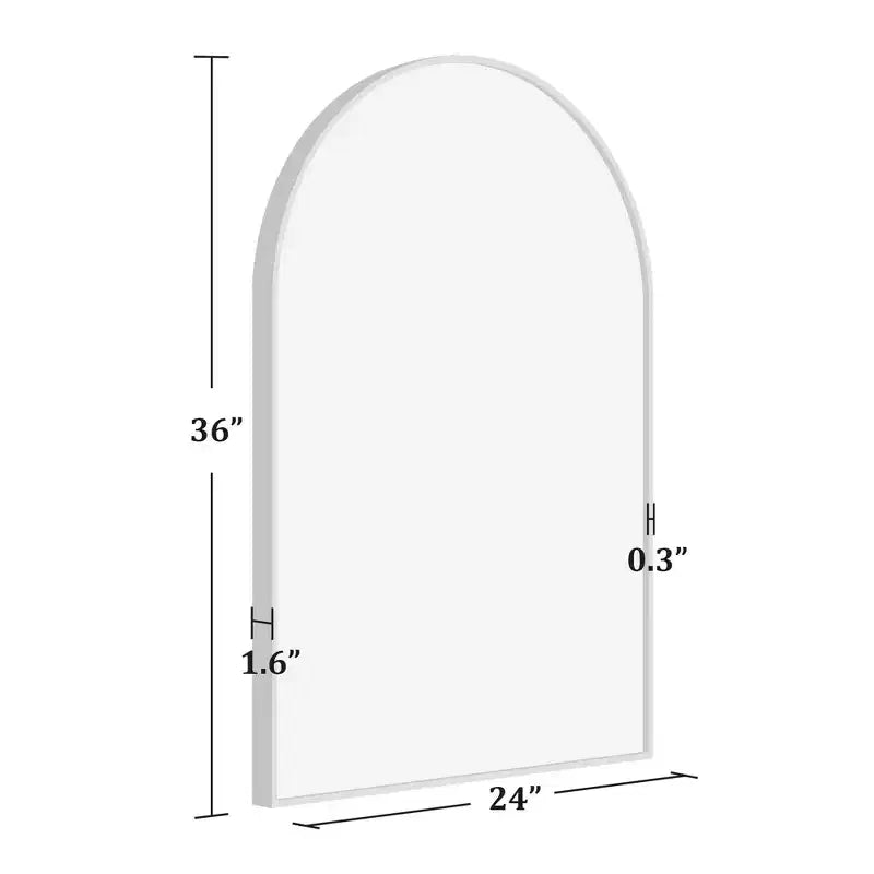 Specchio da parete argento con bordo sottile, lega di alluminio, a forma di arco ad angolo retto