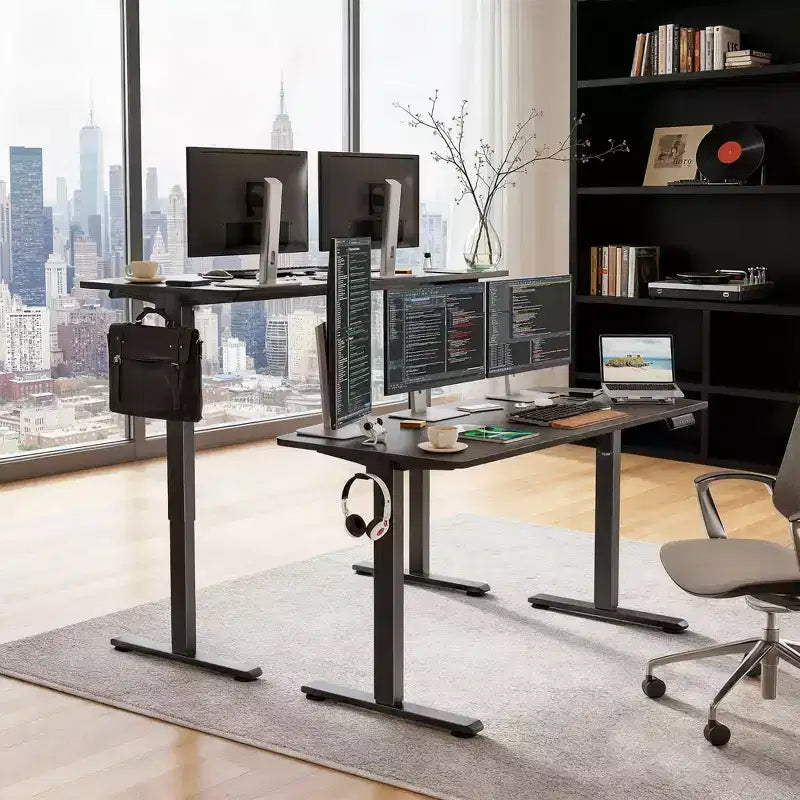 Scrivania elettrica 55x24" in noce – Altezza regolabile per l'home office