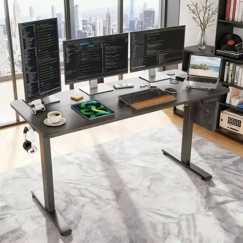 Scrivania elettrica 55x24" in noce – Altezza regolabile per l'home office