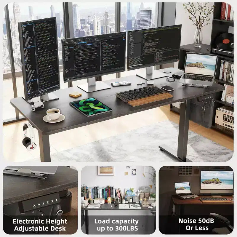 Scrivania elettrica 55x24" in noce – Altezza regolabile per l'home office