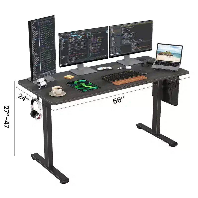 Scrivania elettrica 55x24" in noce – Altezza regolabile per l'home office