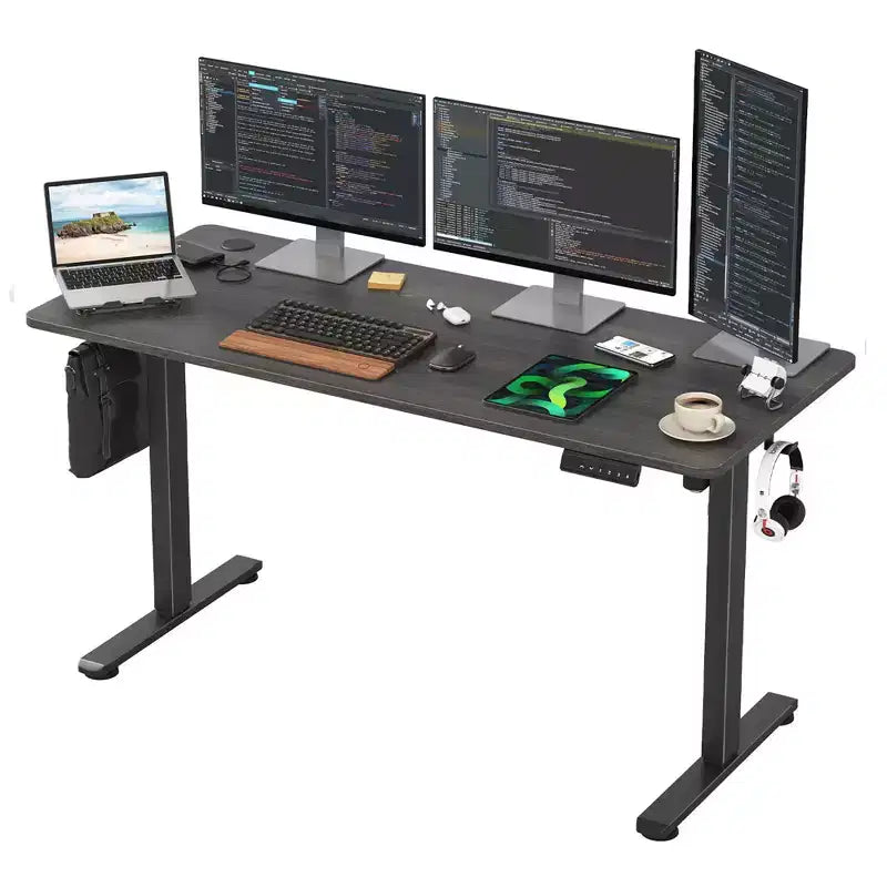 Scrivania elettrica 55x24" in noce – Altezza regolabile per l'home office