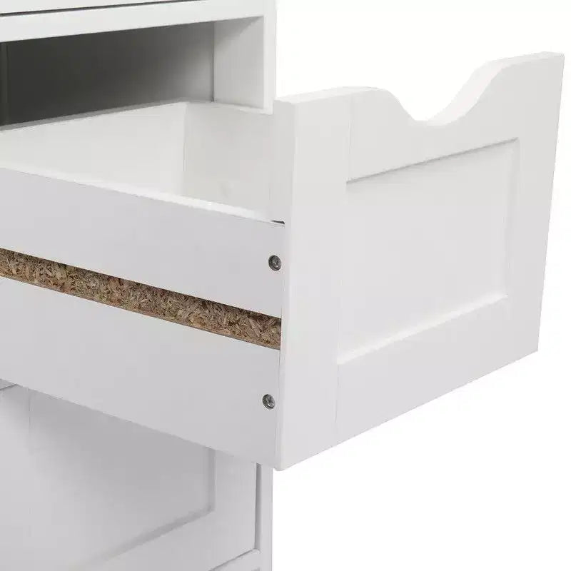 Mobile Bagno a Colonna con 4 Cassetti – Bianco, Salvaspazio e Stretto