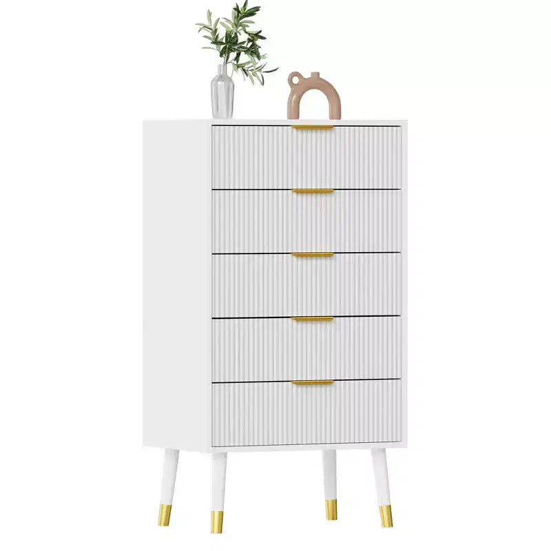 Cassettiera a 5 cassetti con spazio contenitivo, Comodino con maniglie in metallo, Comodino moderno minimalista, Mobiletto organizer per soggiorno, camera da letto, corridoio