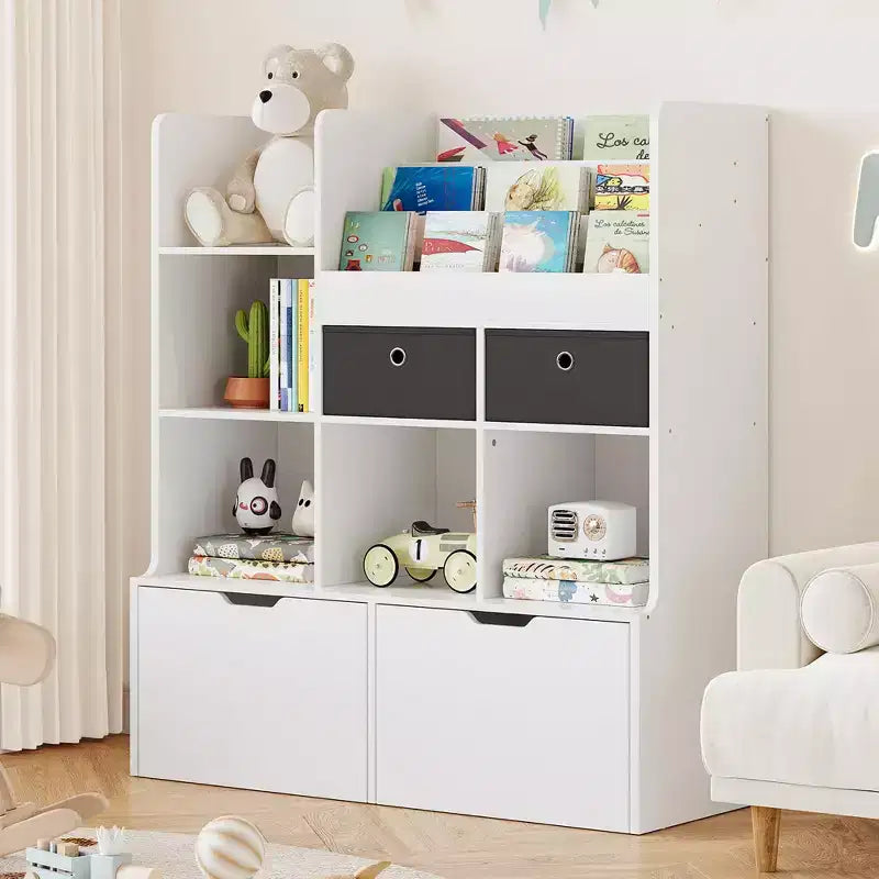 47,8 Libreria e Organizzatore di Giocattoli per Bambini con Cassetti e Scomparti per Sala Giochi, Aula e Asilo Nido - bianco