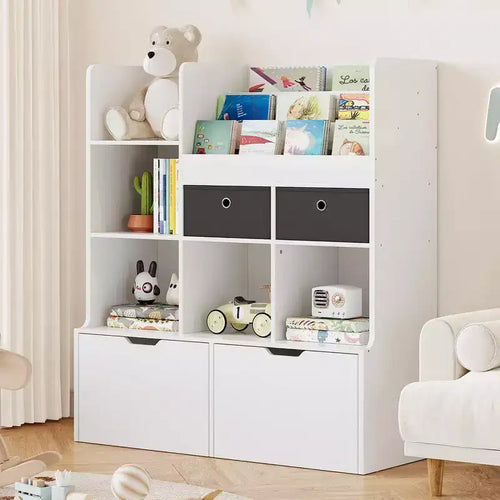 47,8 Libreria e Organizzatore di Giocattoli per Bambini con Cassetti e Scomparti per Sala Giochi, Aula e Asilo Nido - bianco