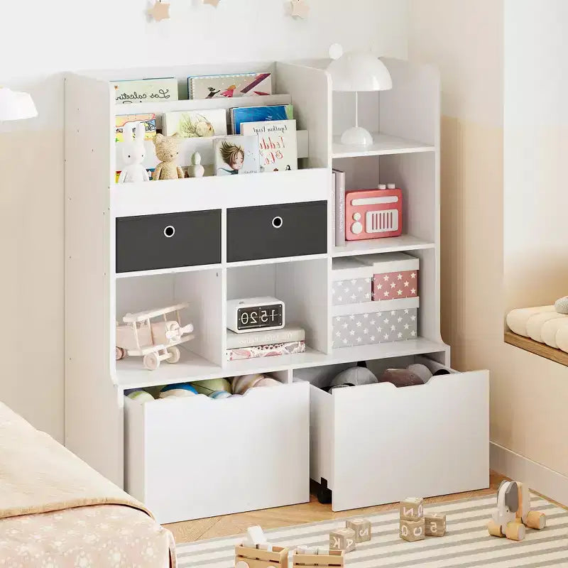 47,8 Libreria e Organizzatore di Giocattoli per Bambini con Cassetti e Scomparti per Sala Giochi, Aula e Asilo Nido - bianco