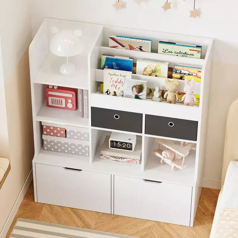47,8 Libreria e Organizzatore di Giocattoli per Bambini con Cassetti e Scomparti per Sala Giochi, Aula e Asilo Nido - bianco