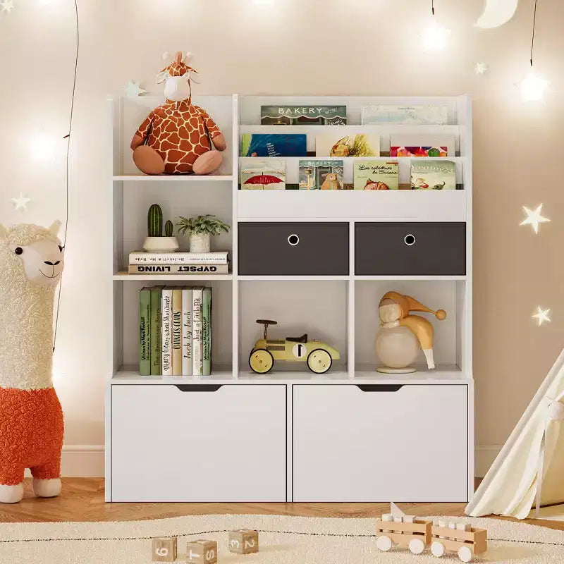 47,8 Libreria e Organizzatore di Giocattoli per Bambini con Cassetti e Scomparti per Sala Giochi, Aula e Asilo Nido - bianco