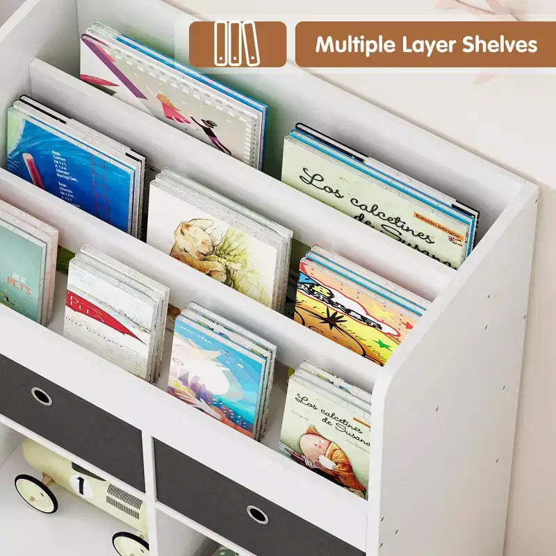47,8 Libreria e Organizzatore di Giocattoli per Bambini con Cassetti e Scomparti per Sala Giochi, Aula e Asilo Nido - bianco