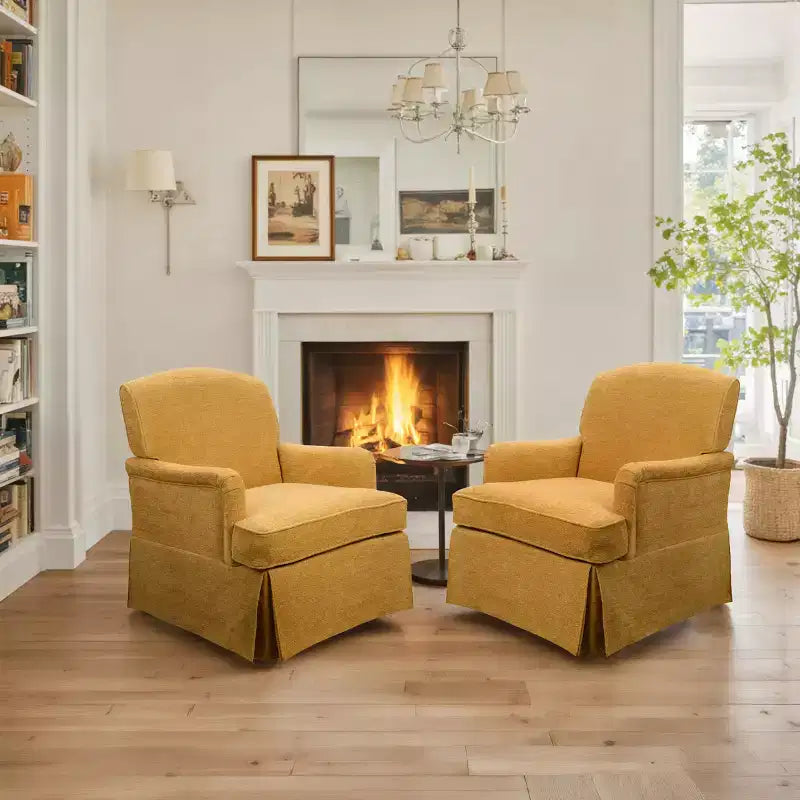 Poltrona Girevole Accentuale Tradizionale in Tessuto – Struttura in Legno, Rotazione a 360°, Poltrona