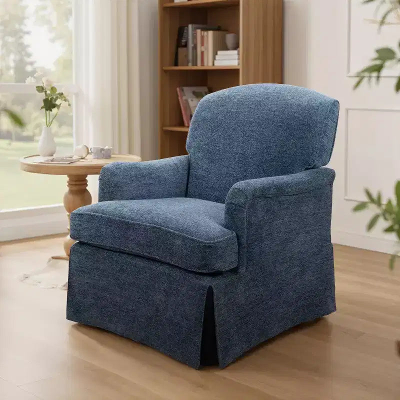 Poltrona Girevole Accentuale Tradizionale in Tessuto – Struttura in Legno, Rotazione a 360°, Poltrona