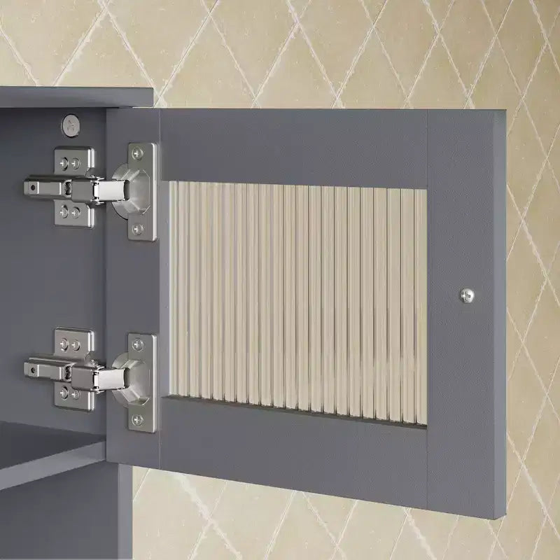 Mobile bagno moderno da 63" con anta in vetro satinato e cassetto a chiusura ammortizzata