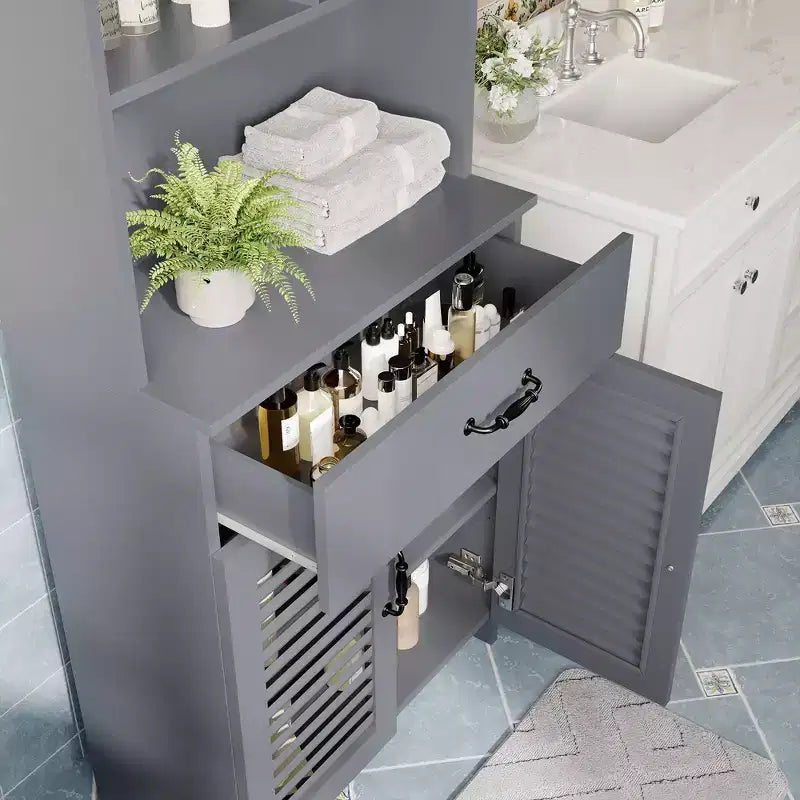 Mobile bagno moderno da 63" con anta in vetro satinato e cassetto a chiusura ammortizzata