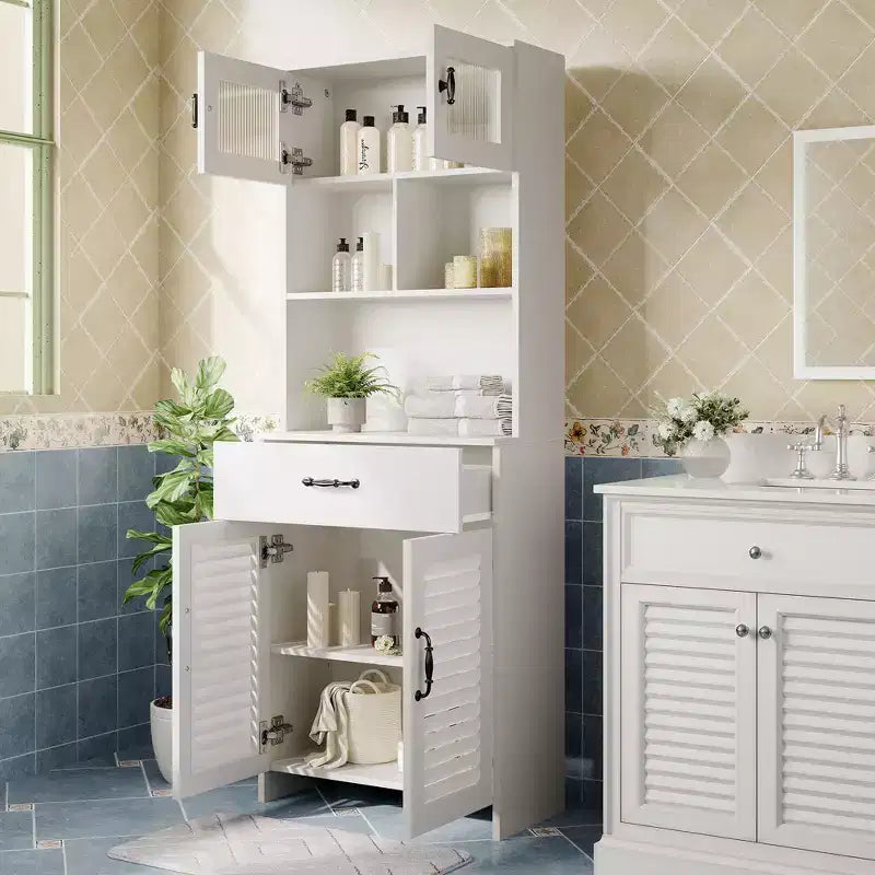 Mobile bagno moderno da 63" con anta in vetro satinato e cassetto a chiusura ammortizzata