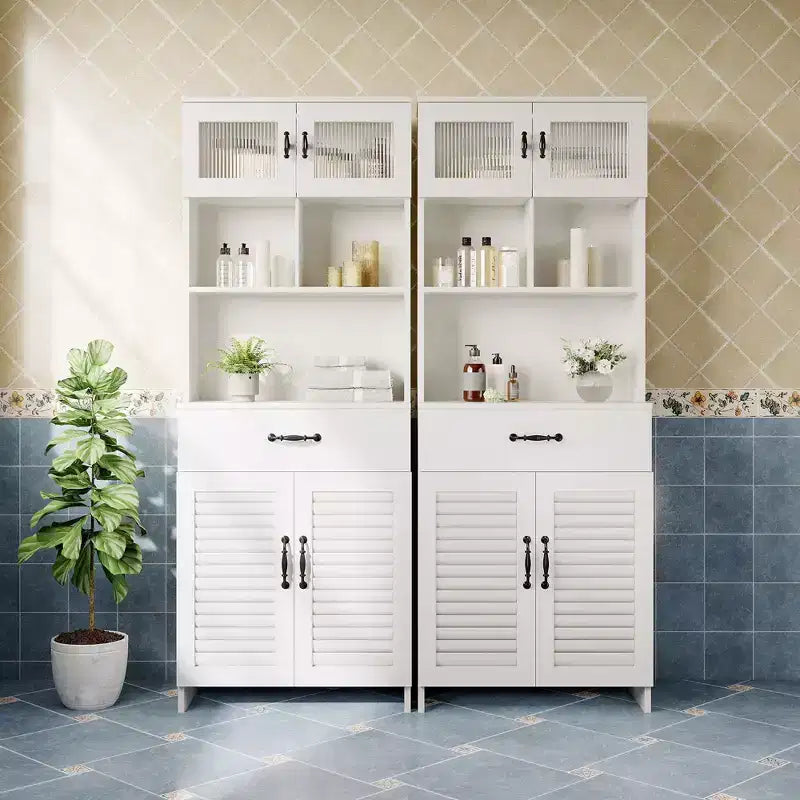 Mobile bagno moderno da 63" con anta in vetro satinato e cassetto a chiusura ammortizzata