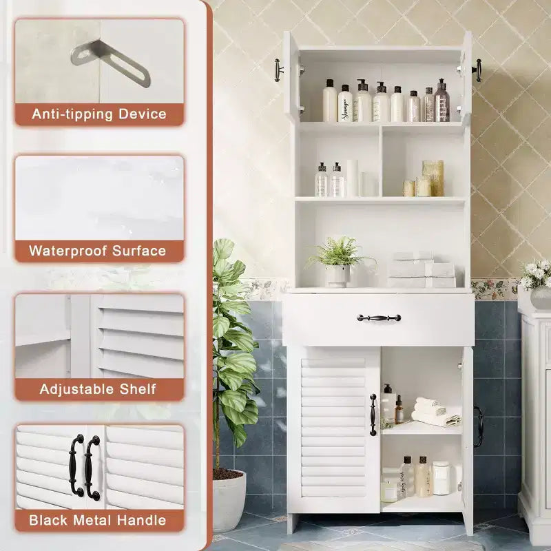 Mobile bagno moderno da 63" con anta in vetro satinato e cassetto a chiusura ammortizzata