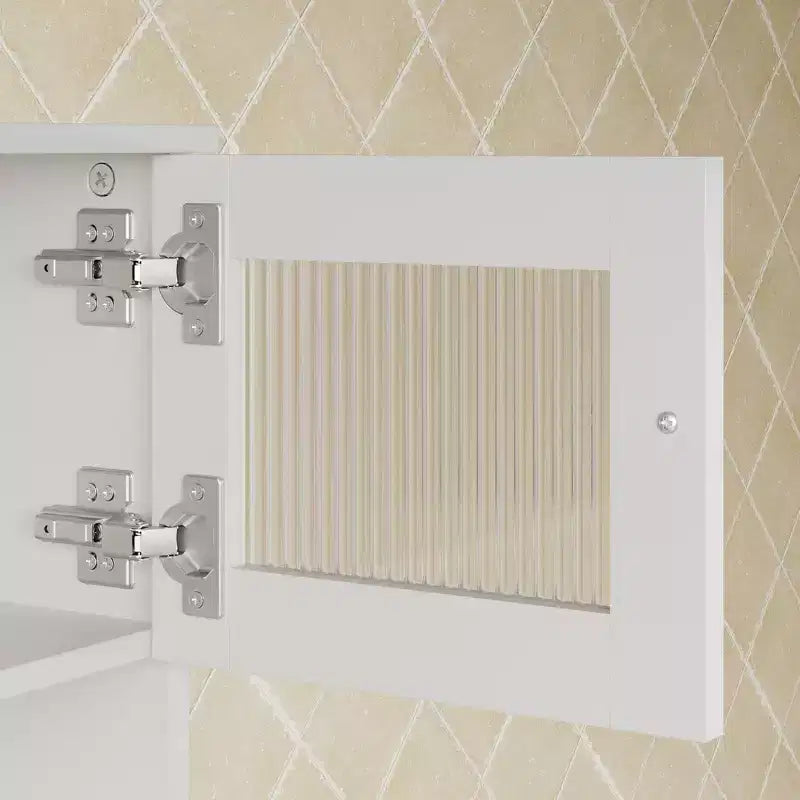 Mobile bagno moderno da 63" con anta in vetro satinato e cassetto a chiusura ammortizzata