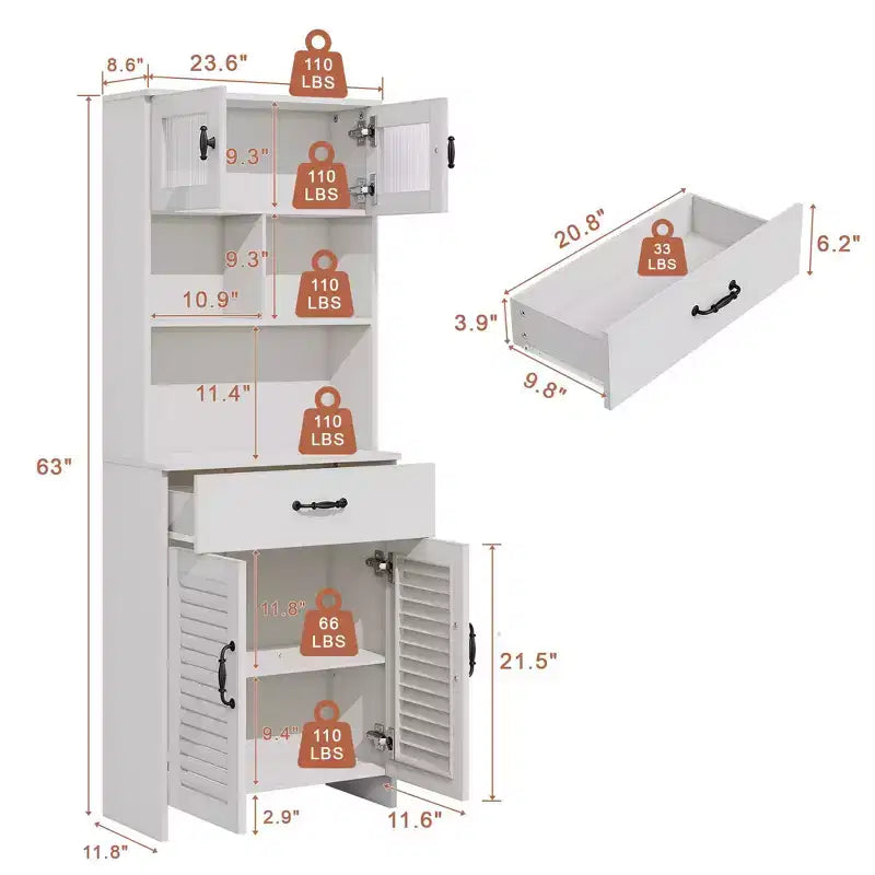 Mobile bagno moderno da 63" con anta in vetro satinato e cassetto a chiusura ammortizzata