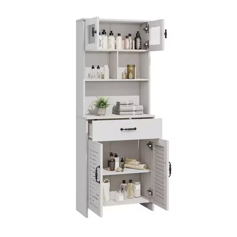 Mobile bagno moderno da 63" con anta in vetro satinato e cassetto a chiusura ammortizzata