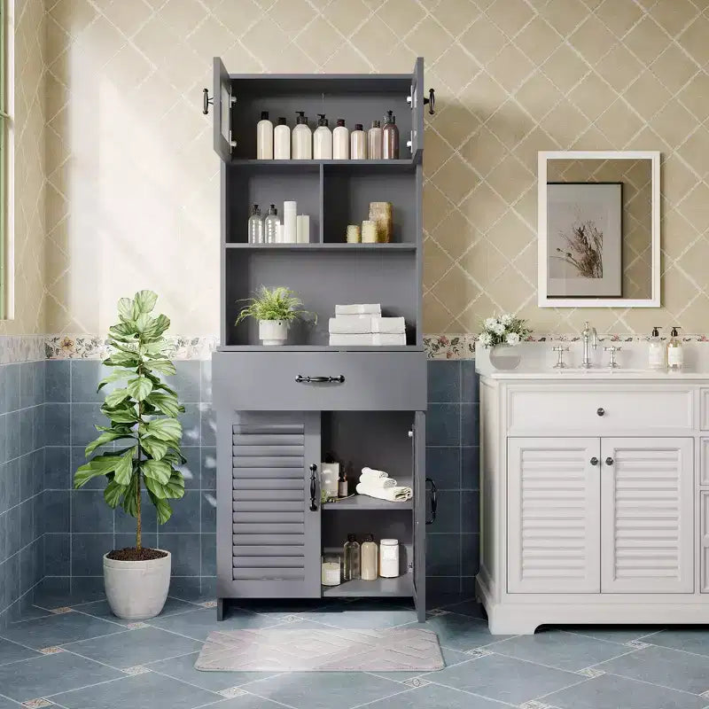 Mobile bagno moderno da 63" con anta in vetro satinato e cassetto a chiusura ammortizzata