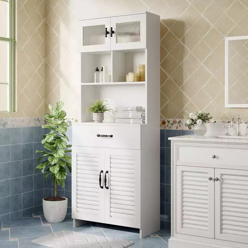 Mobile bagno moderno da 63" con anta in vetro satinato e cassetto a chiusura ammortizzata
