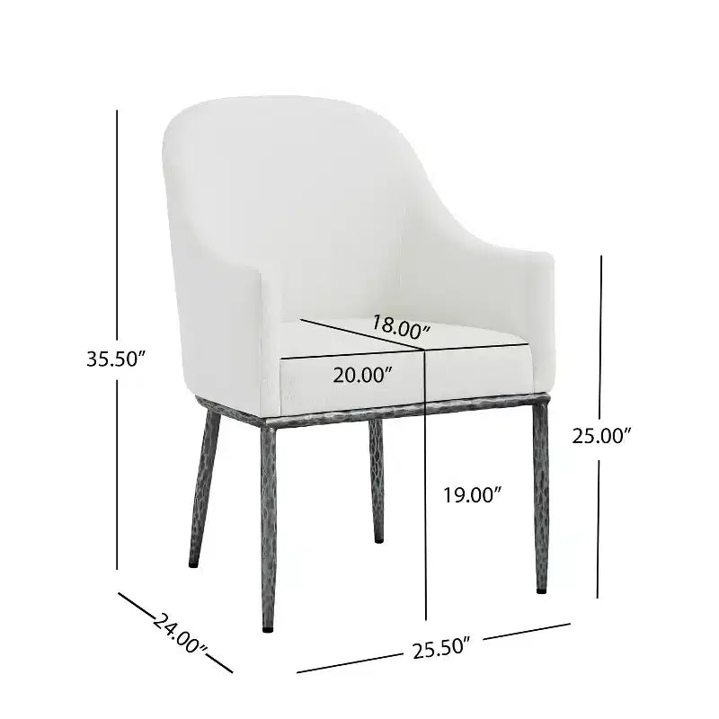Moderna poltrona imbottita in ferro con gambe in metallo color peltro forgiato