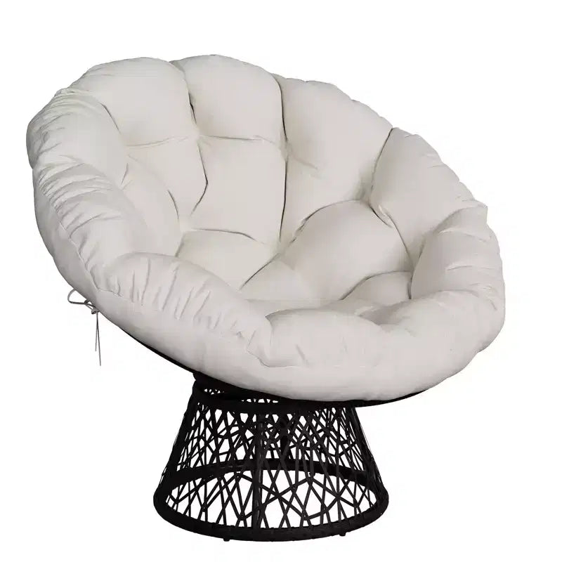 Sedia a dondolo oversize per patio, in rattan intrecciato a mano, sedia ergonomica in vimini, telaio in acciaio resistente, base girevole a 360°, per soggiorno, camera da letto