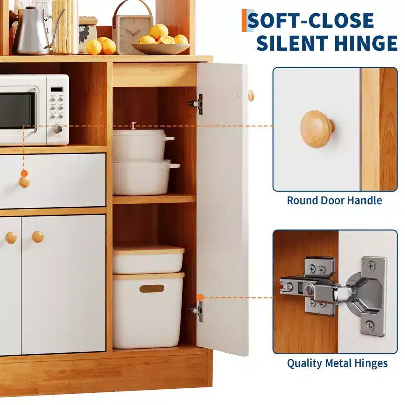 Credenza Buffet Freestanding - 2 Ante, 3 Cassetti, Legno, Ripiano Regolabile, Dispensa per Cucina, Sala da Pranzo, Ingresso, Soggiorno