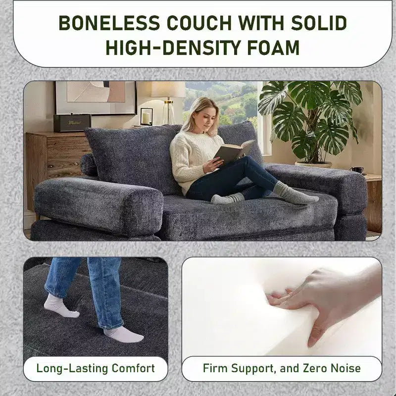 Divano Letto Convertibile Moderno in ciniglia Queen Size con Schienale Diviso