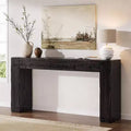 Lantine Solid Wood Console Table, 63-Inch Farmhouse Sofa Table for Entryway, Living Room, Foyer, Easy Assembly (Black)