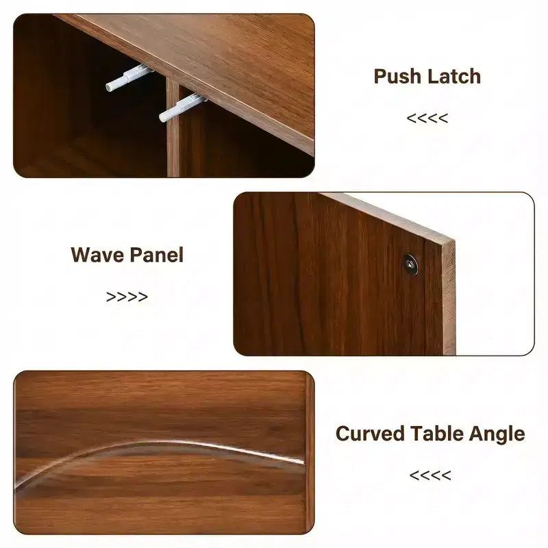 59 Modern credenza in legno massello con rilievo a onde e gambe in ferro