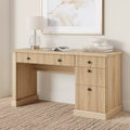 COZONY 60 Fluted Home Office Desk with Storage, Modern Executive Desk with Charging Station & File Drawers