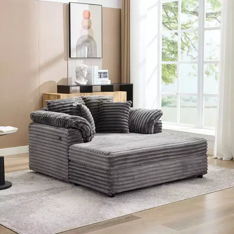 Sedia a Sdraio Oversize da Interno, Comodo Divano Lounge in Velluto a Coste, Cuscini Decorativi, Braccioli di Supporto, per Soggiorno, Sala Cinema, Camera da Letto