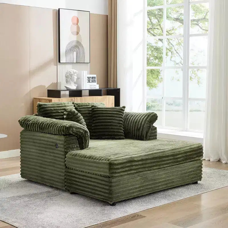 Sedia a Sdraio Oversize da Interno, Comodo Divano Lounge in Velluto a Coste, Cuscini Decorativi, Braccioli di Supporto, per Soggiorno, Sala Cinema, Camera da Letto
