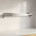 Garvee Wall Shelves for Kitchen, 48 x 12 Floating Shelf with Backsplash and Hooks, Silver