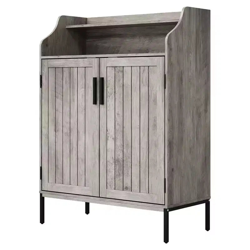 Scarpiera a 5 livelli con ante, scarpiera moderna in legno alta 41" con 3 ripiani regolabili per ingresso e corridoio